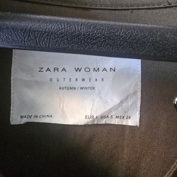 Zara Womans Outterwear oversized coat S Military Treach Olive Army Green - Picture 13 of 15